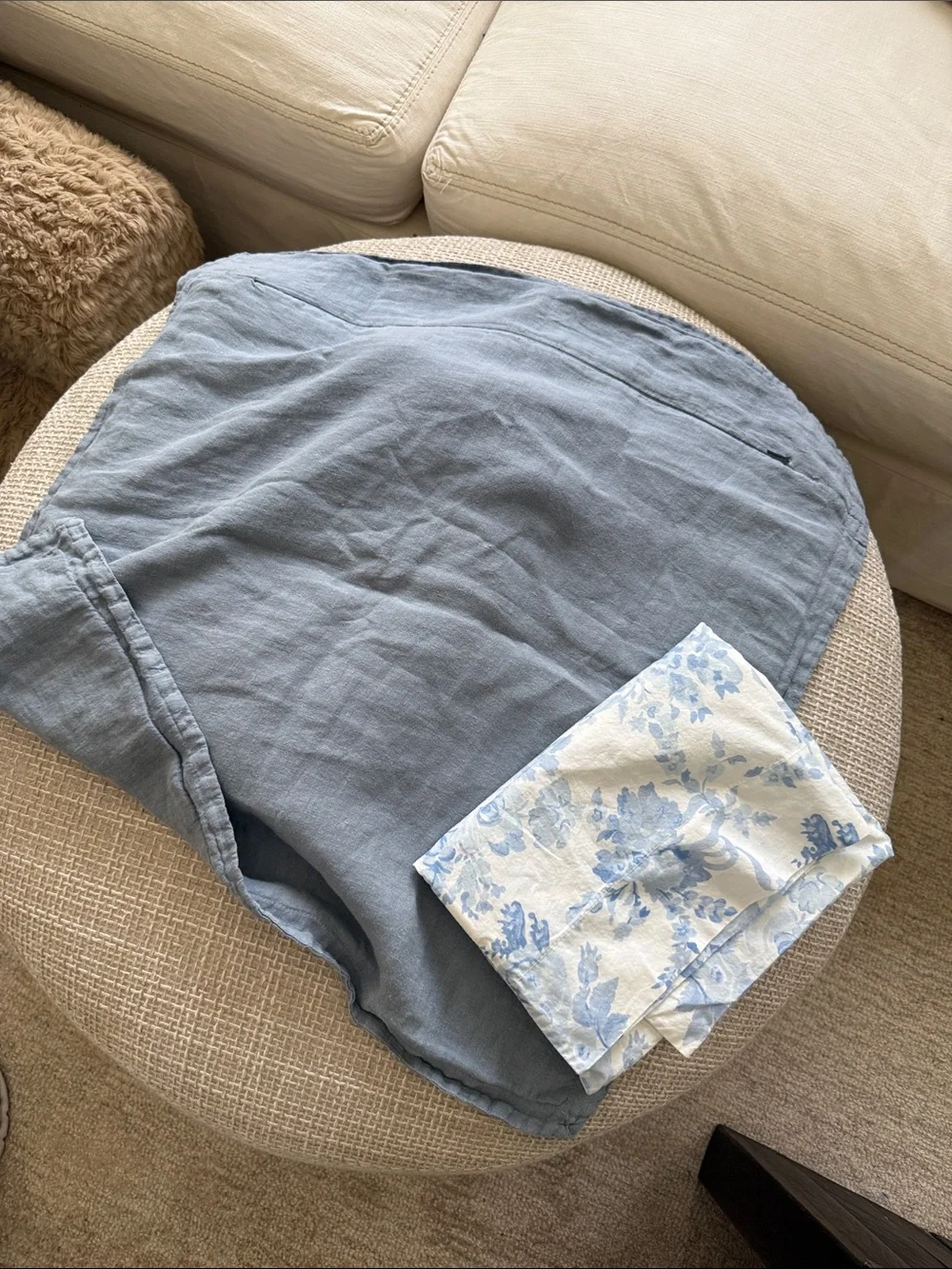 Pottery barn teen LoveShackFancy Blue Floral twin top sheet, sham, + euro